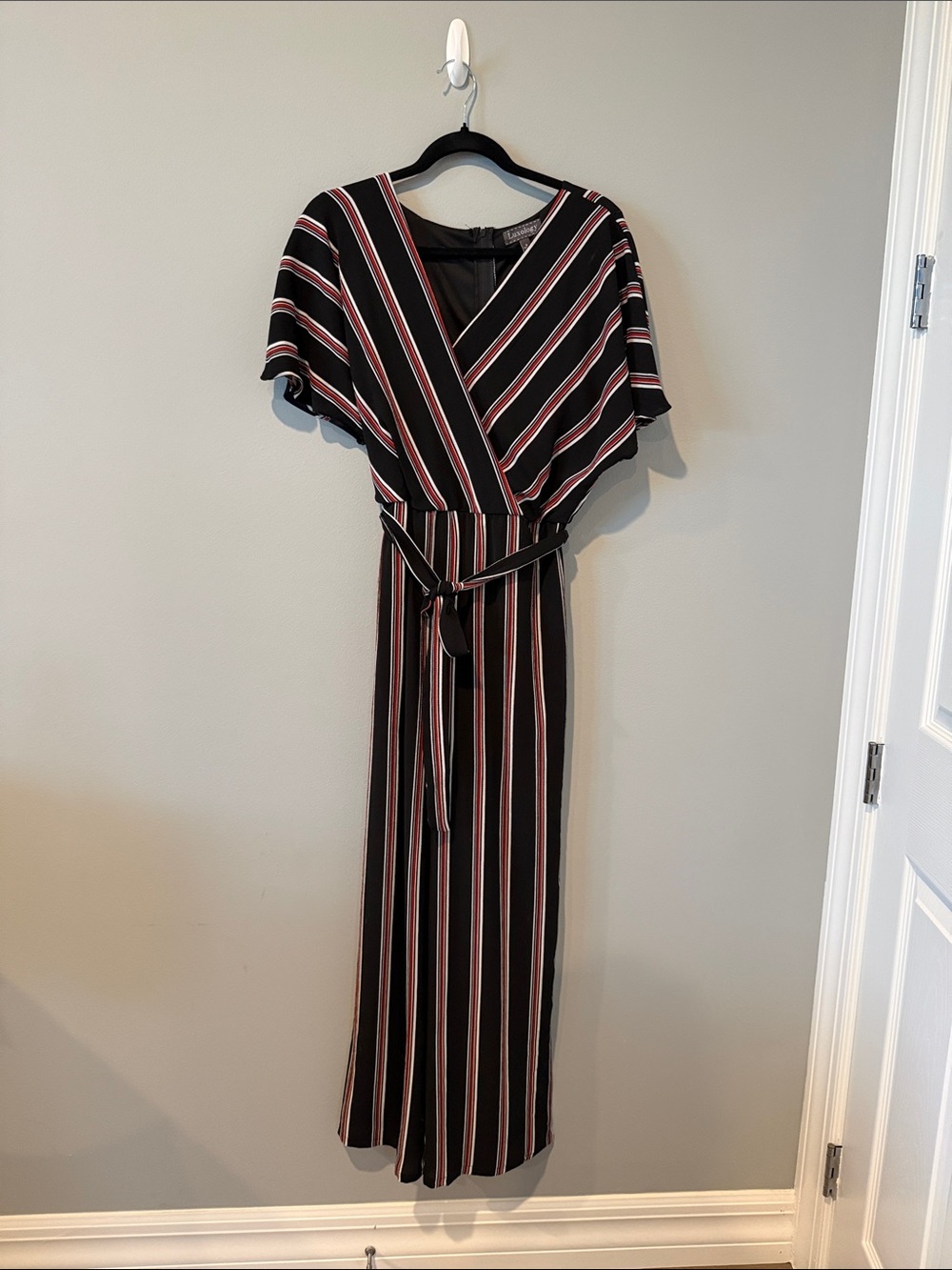 Luxology Black Jumpsuit with Red and White Stripes